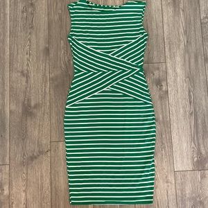 Green striped fitted dress size small